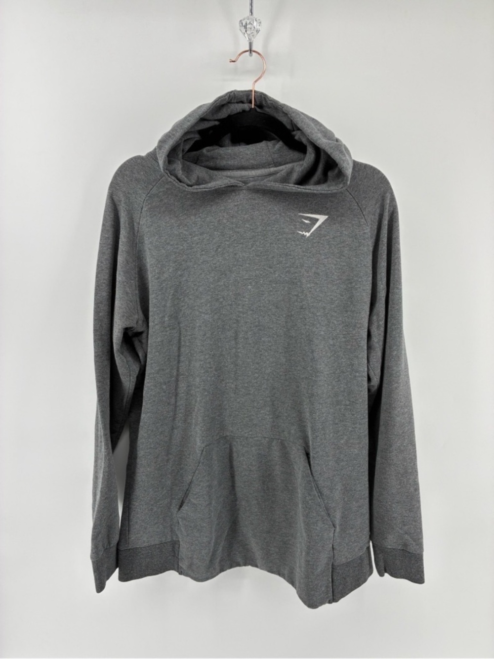 Gymshark Gray Hooded Women’s Long Sleeve Athleisure Shirt Embroidered Logo